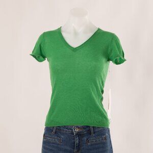 Design History Green Cashmere Short Sleeve V Neck Top Size US XS